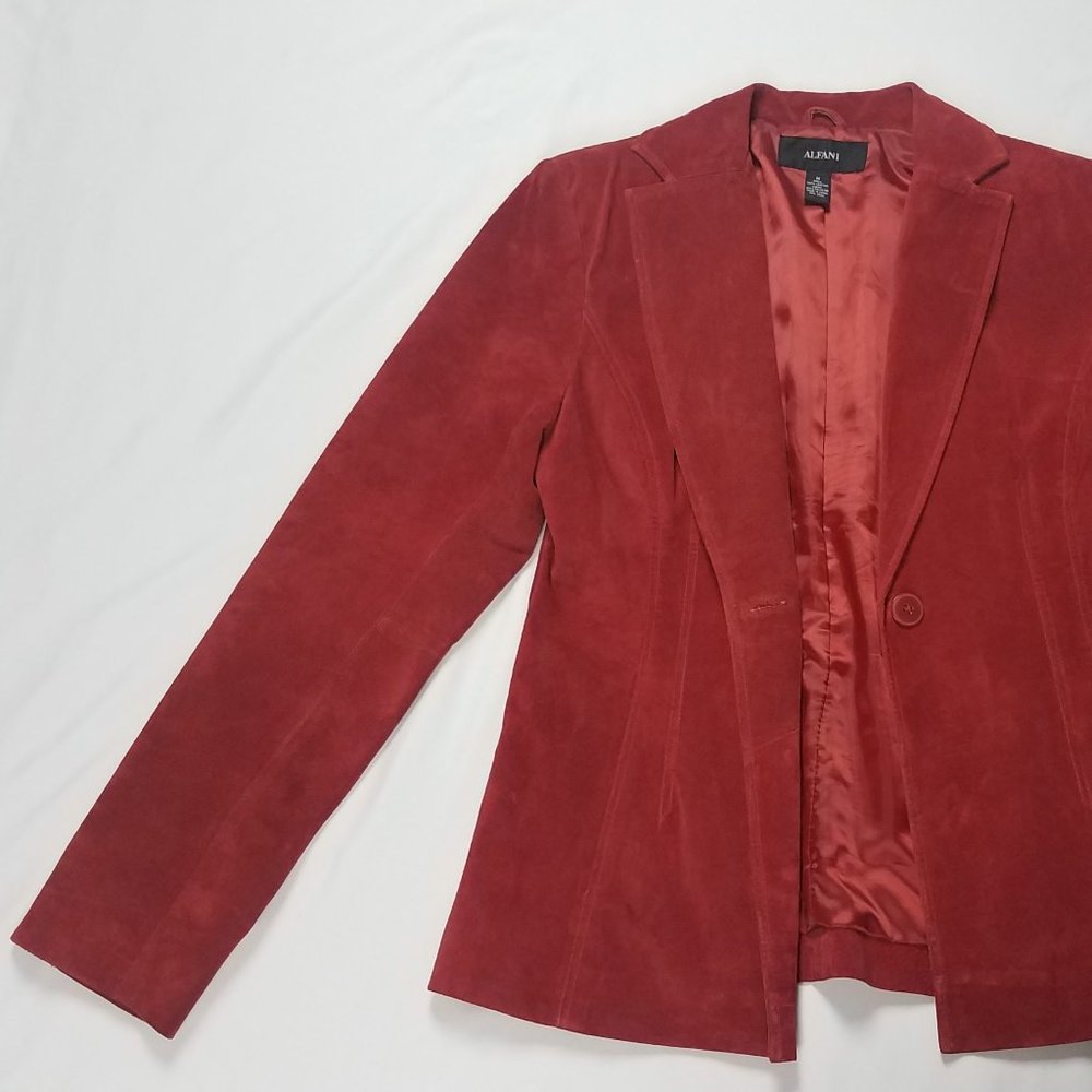 Alfani Genuine Leather Suede Rust Leather Jacket - Picture 1 of 8